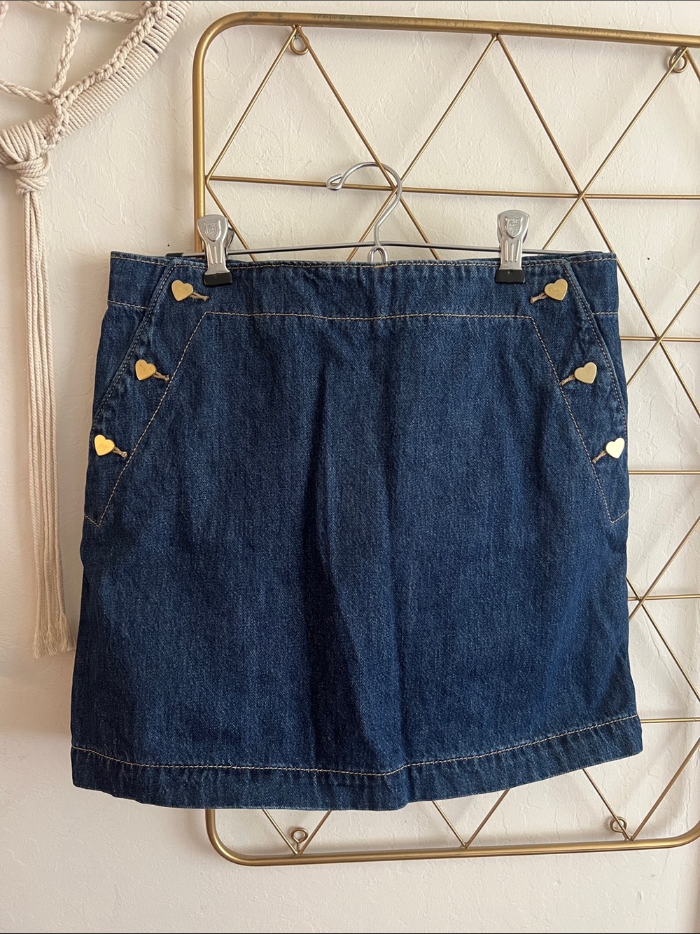 XL (14-16) | Old Navy Girls Dark Blue Denim Mini Skirt with Heart Accent
